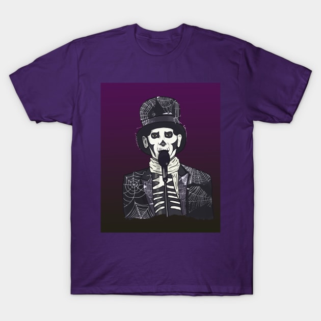 Hocus Pocus Skeleton Singer T-Shirt by tesiamarieart